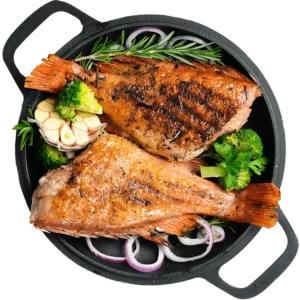 Redfish grelhado com brócolos