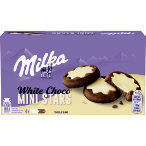 MILKA Bolachas de Chocolate com Cobertura Chocolate Branco Mini Stars