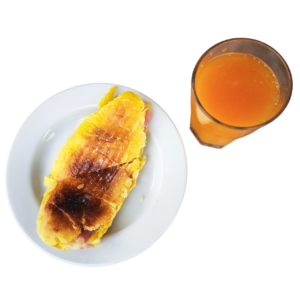 Pão de leite misto prensado com sumo de laranja