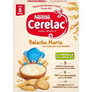 CERELAC Papa Infantil Não Láctea Bolacha Maria +6M