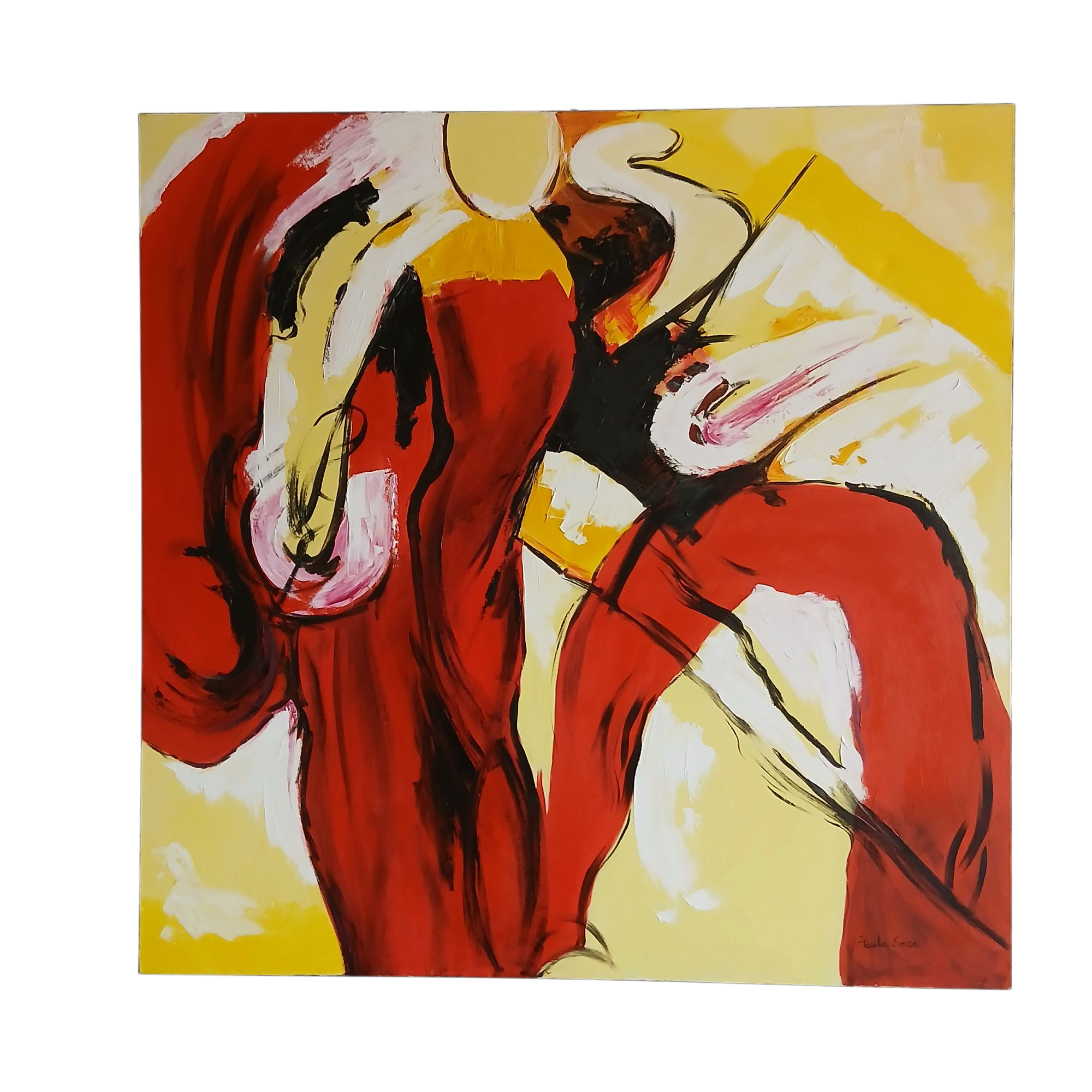 Quadro Abstrato vermelho e amarelo