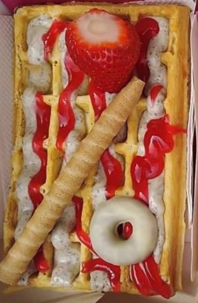 Waffle de Morango e Oreo e Filipinos com morangos